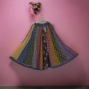 Cotton Ajrakh Hand Block Printed Patchwork Flared Long Skirt