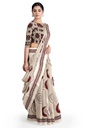 Modal Silk Ajrakh Hand Block Print Saree With Tissue Pallu
