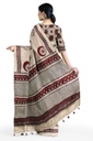 Modal Silk Ajrakh Hand Block Print Saree With Tissue Pallu