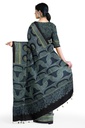 Modal Silk Ajrakh Hand Block Print Saree With Tissue Pallu