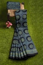 Modal Silk Ajrakh Hand Block Print Saree With Tissue Pallu