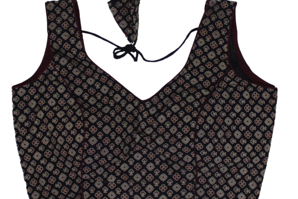 Cotton Hand Block Print Sleeveless Blouse