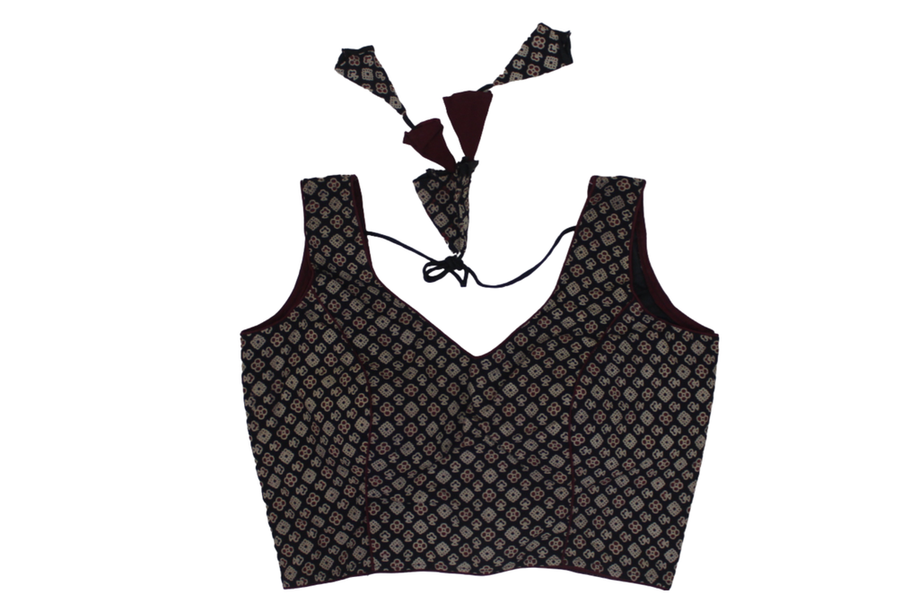 Cotton Hand Block Print Sleeveless Blouse