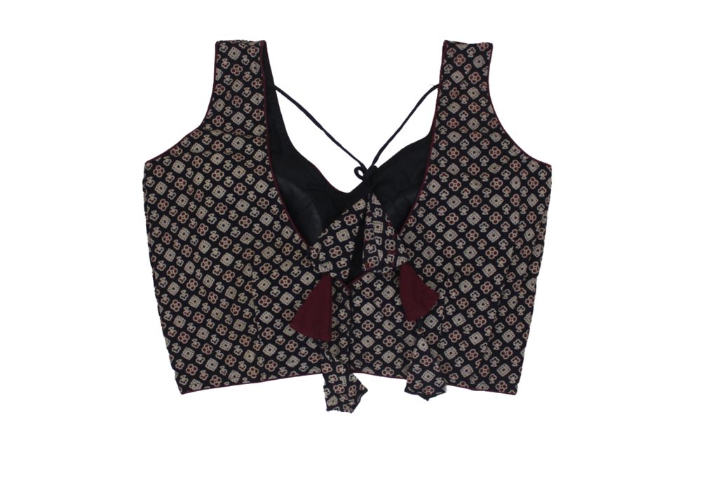 Cotton Hand Block Print Sleeveless Blouse