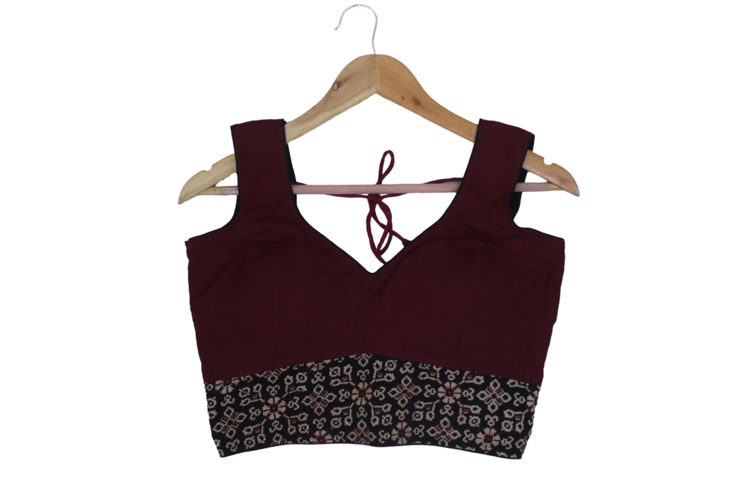 Cotton Hand Block Print Sleeveless Blouse