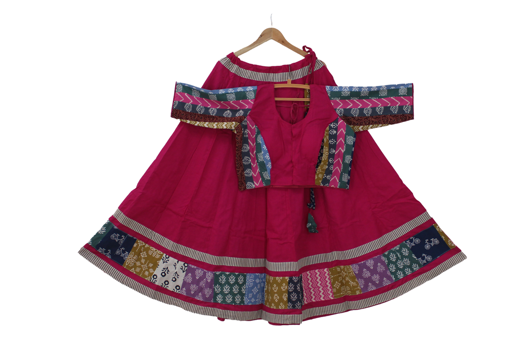 Cotton Hand Block Printed Patchwork Chaniya Choli