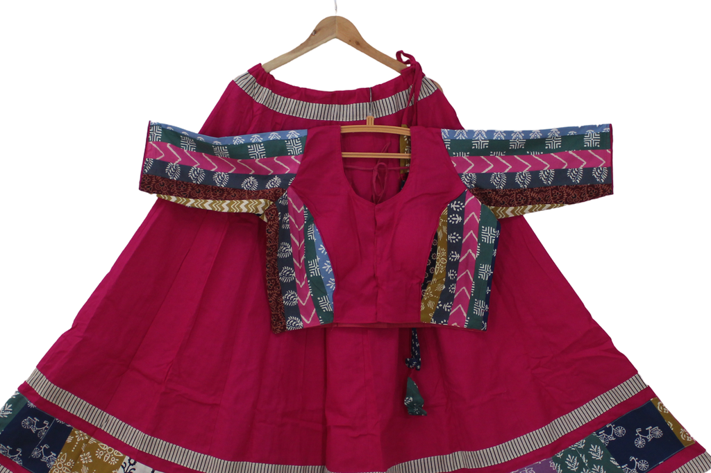 Cotton Hand Block Printed Patchwork Chaniya Choli
