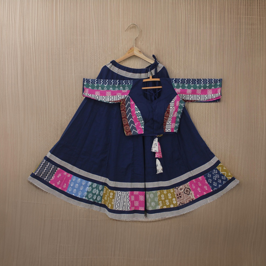 Cotton Hand Block Printed Patchwork Chaniya Choli