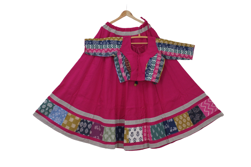 Cotton Hand Block Printed Patchwork Chaniya Choli