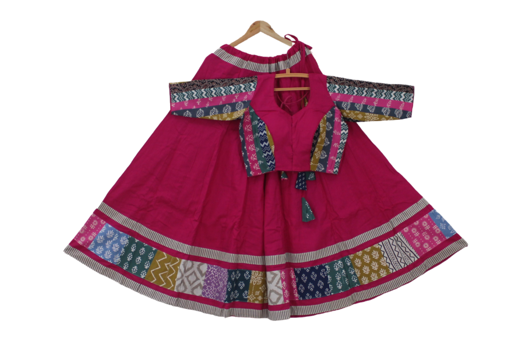 Cotton Hand Block Printed Patchwork Chaniya Choli