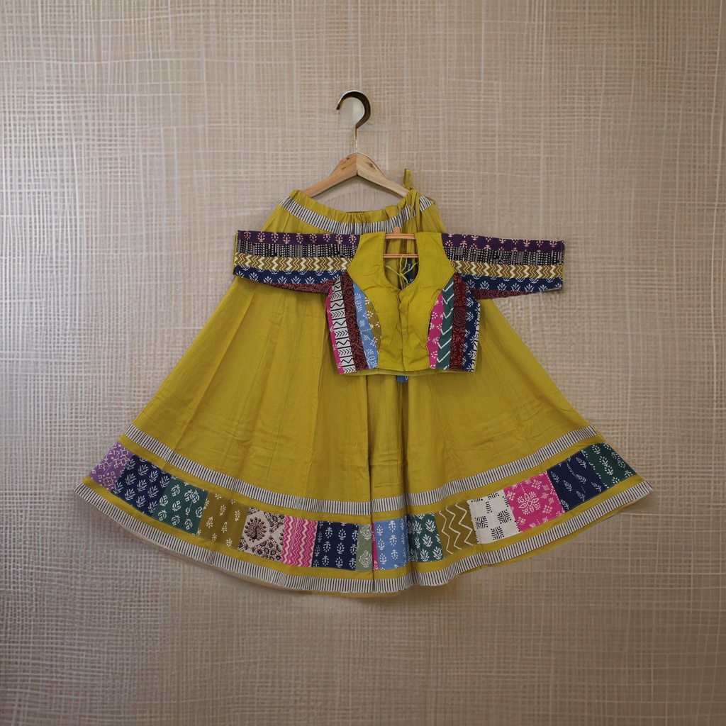 Cotton Hand Block Printed Patchwork Chaniya Choli