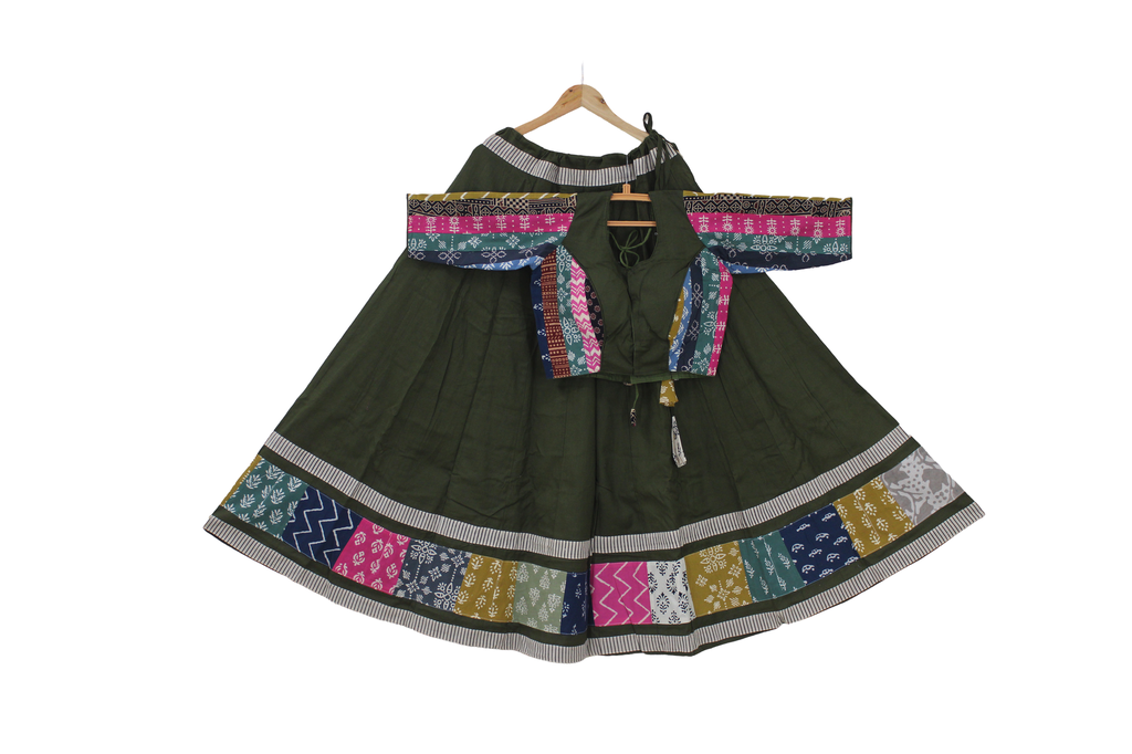 Cotton Hand Block Printed Patchwork Chaniya Choli
