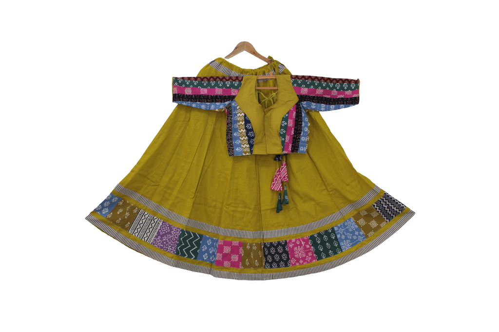 Cotton Hand Block Printed Patchwork Chaniya Choli