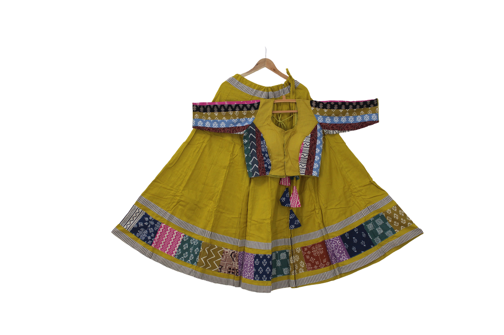 Cotton Hand Block Printed Patchwork Chaniya Choli