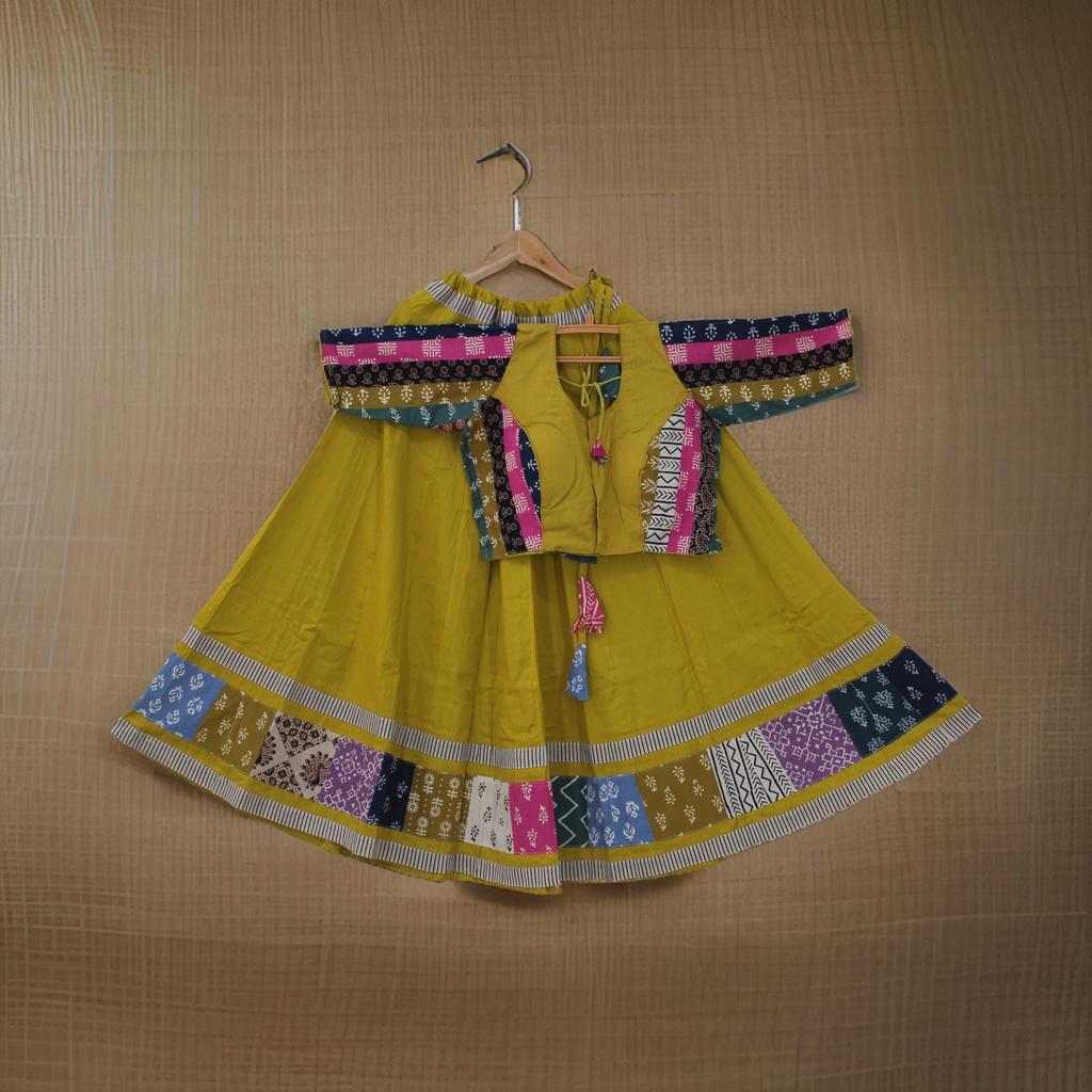 Cotton Hand Block Printed Patchwork Chaniya Choli