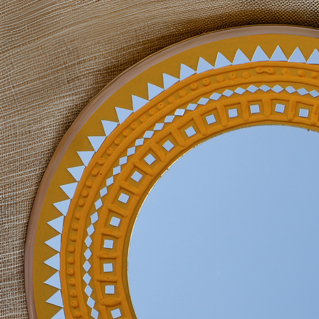 Handcrafted Mud Work Wall Mirror