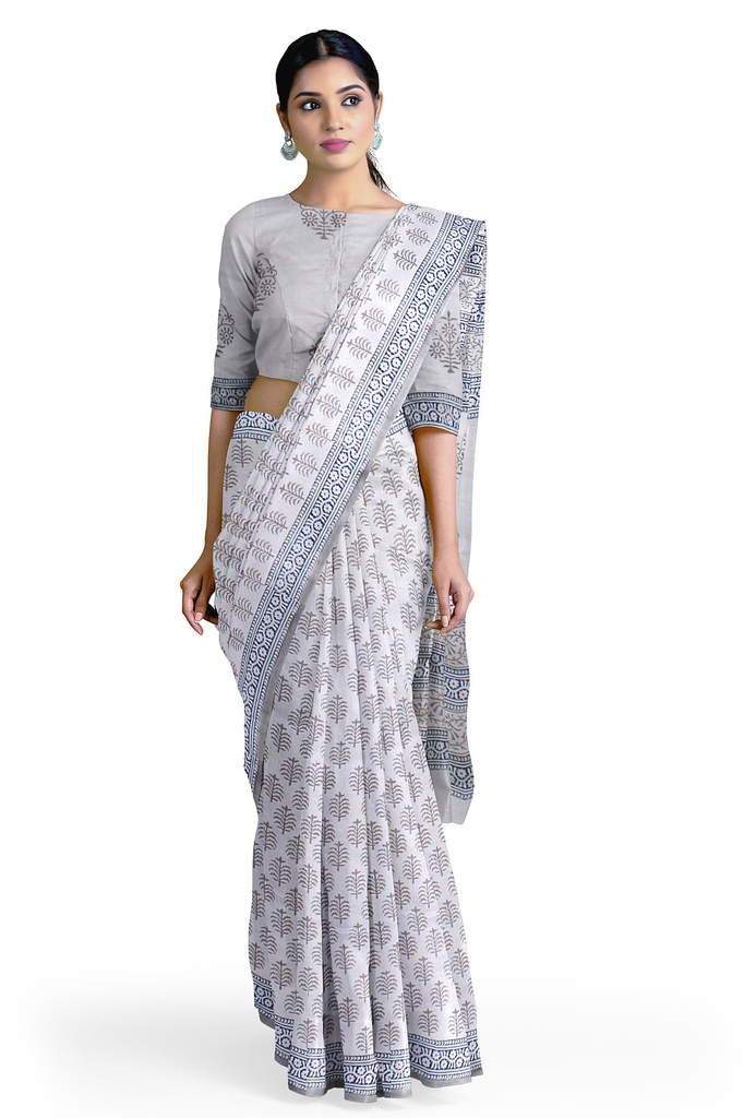 Hand Block Print Cotton Saree