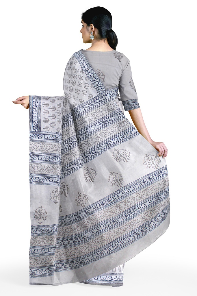 Hand Block Print Cotton Saree