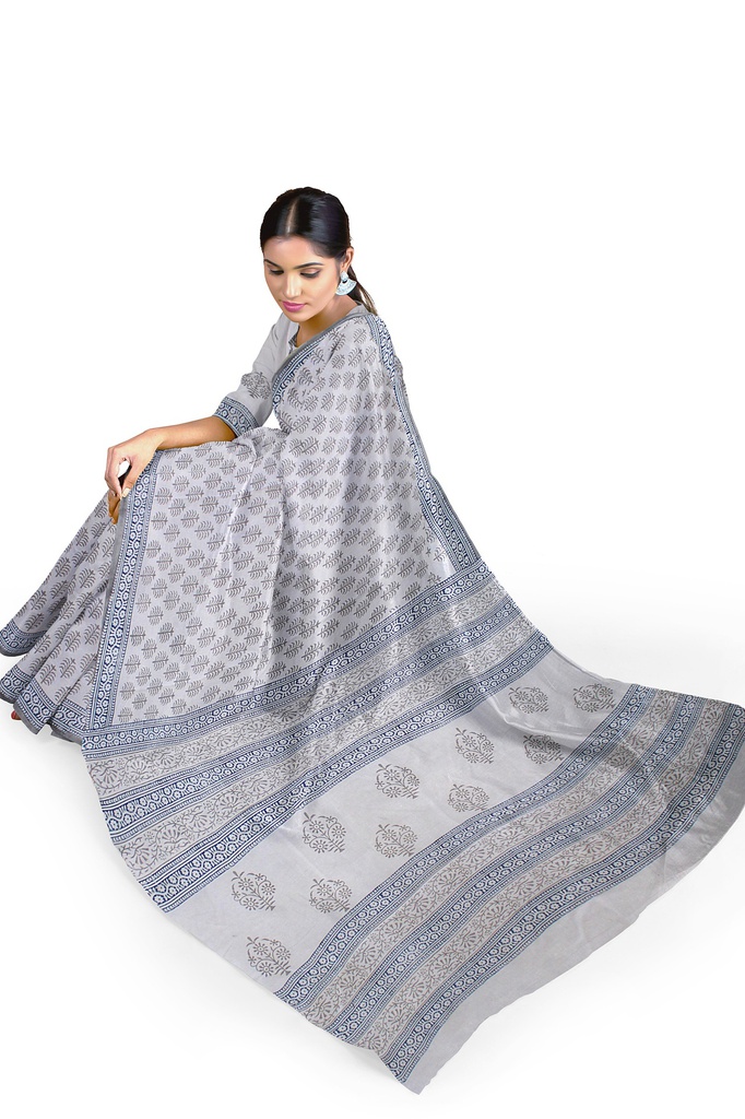 Hand Block Print Cotton Saree