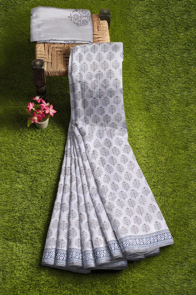 Hand Block Print Cotton Saree