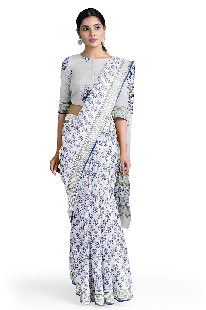 Hand Block Print Cotton Saree