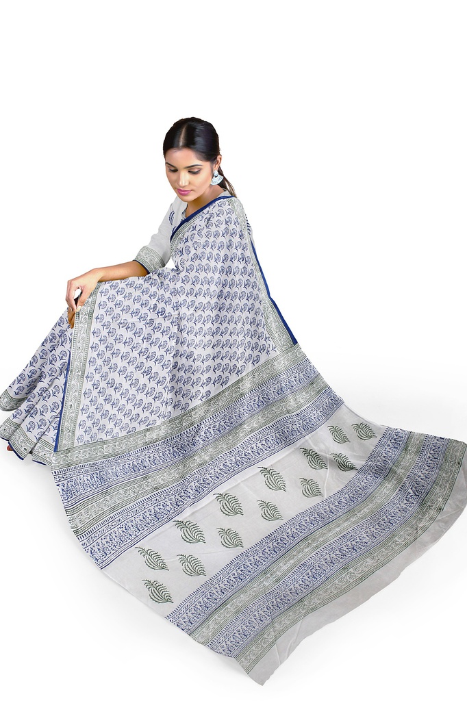 Hand Block Print Cotton Saree