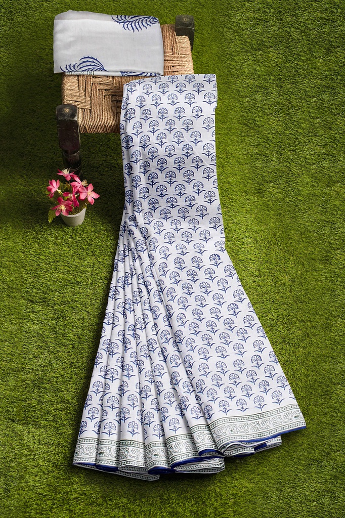 Hand Block Print Cotton Saree