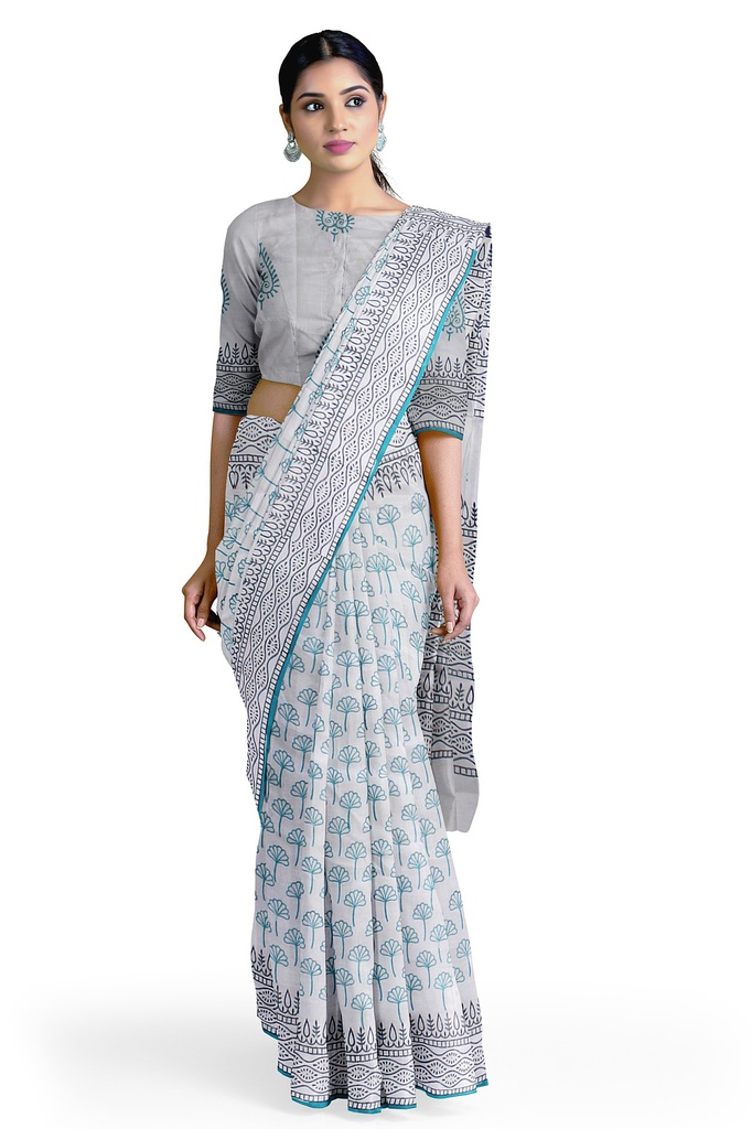 Hand Block Print Cotton Saree
