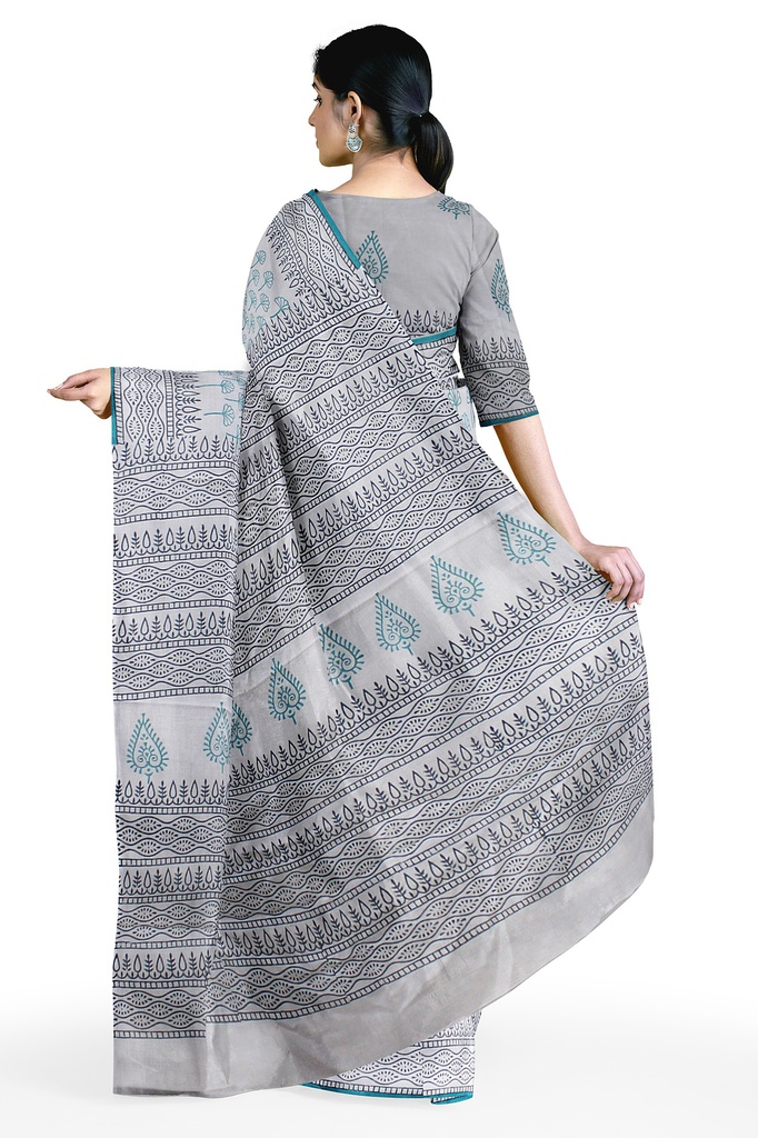 Hand Block Print Cotton Saree