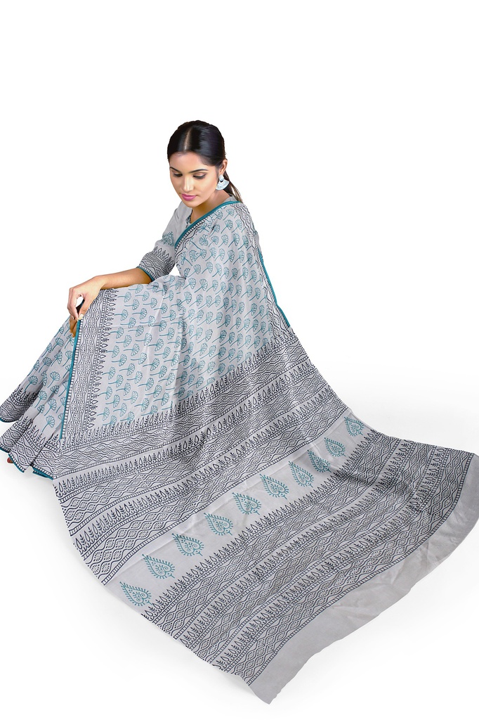 Hand Block Print Cotton Saree