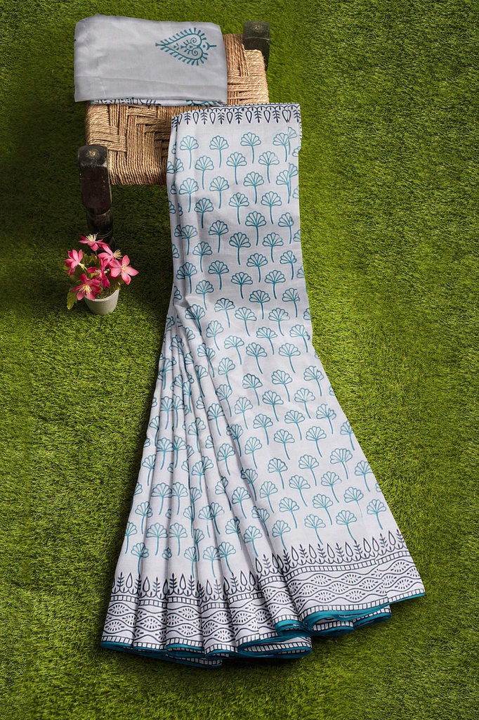 Hand Block Print Cotton Saree