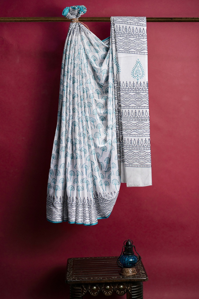 Hand Block Print Cotton Saree
