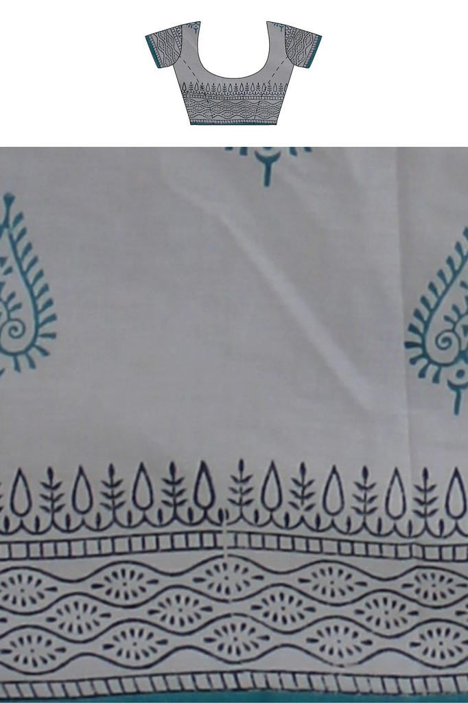 Hand Block Print Cotton Saree