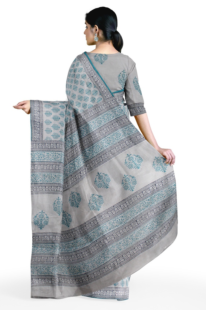 Hand Block Print Cotton Saree