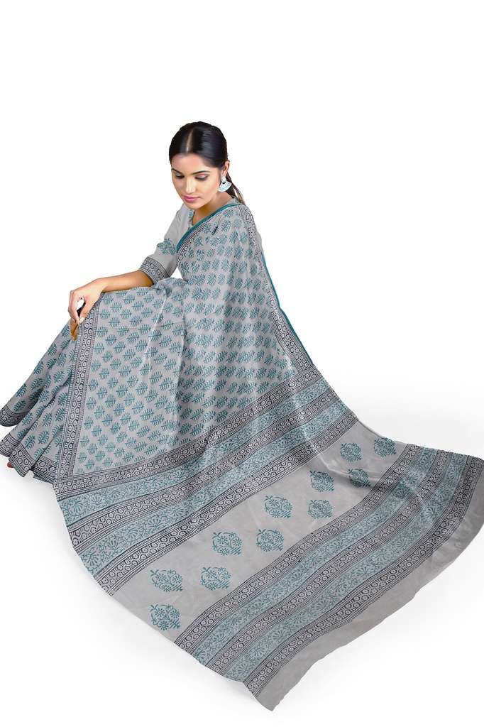 Hand Block Print Cotton Saree