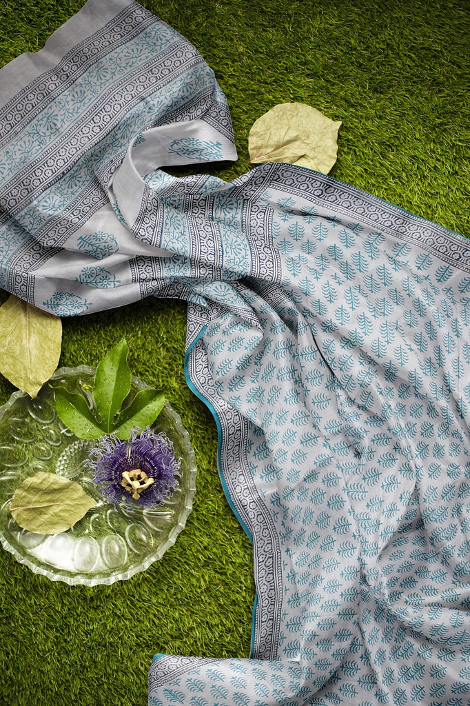 Hand Block Print Cotton Saree