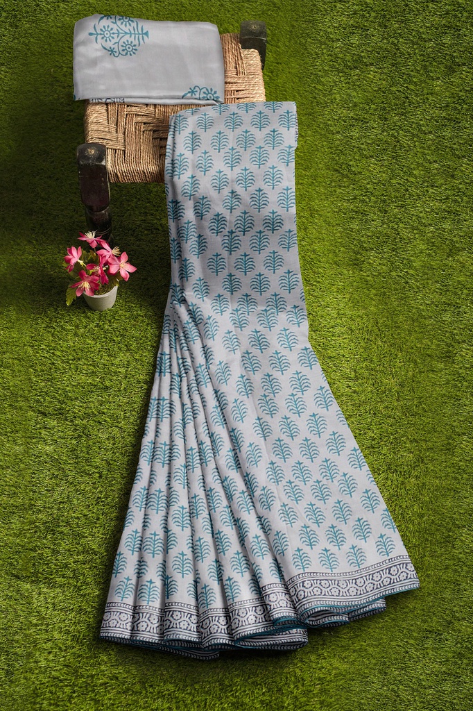Hand Block Print Cotton Saree