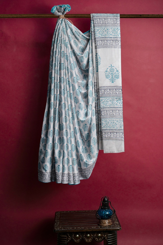 Hand Block Print Cotton Saree