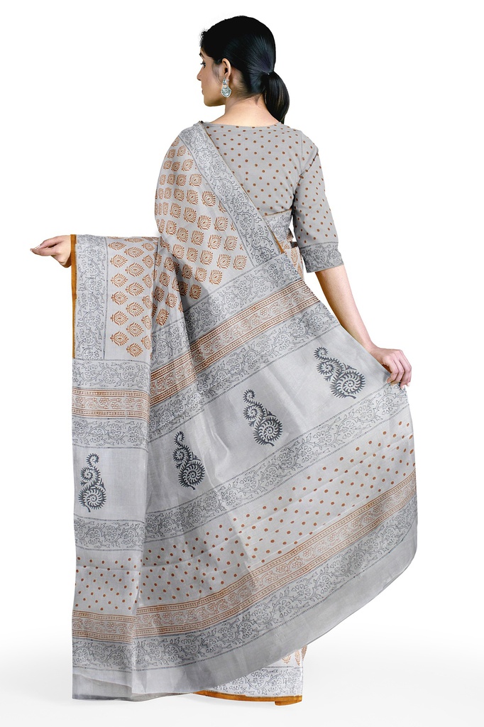 Hand Block Print Cotton Saree