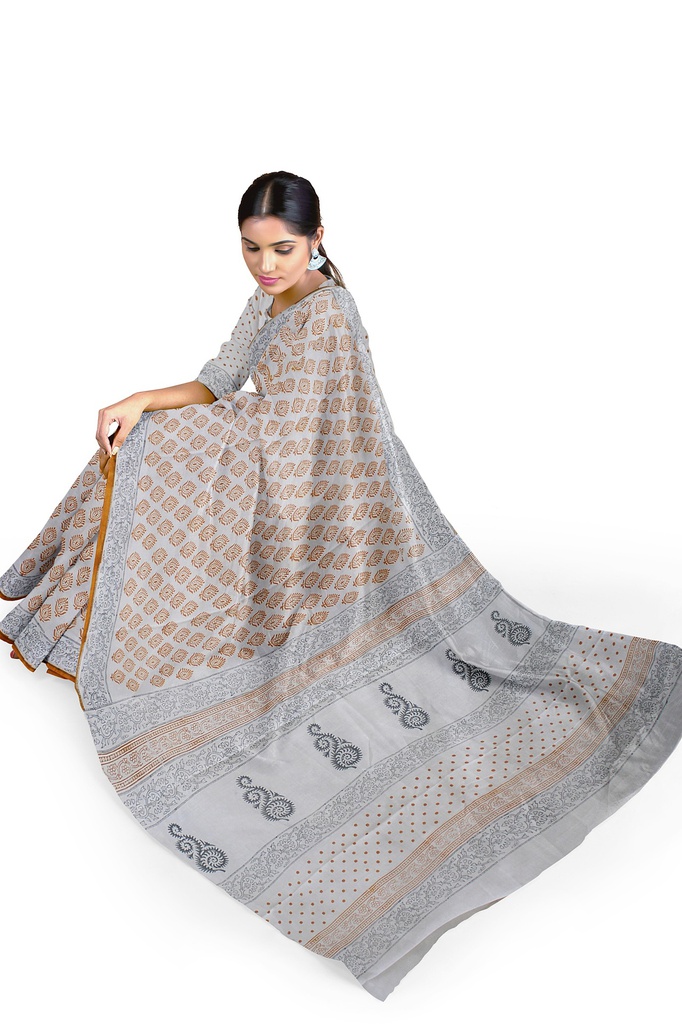 Hand Block Print Cotton Saree