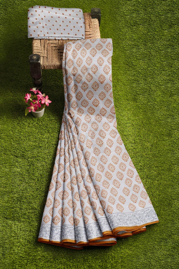Hand Block Print Cotton Saree