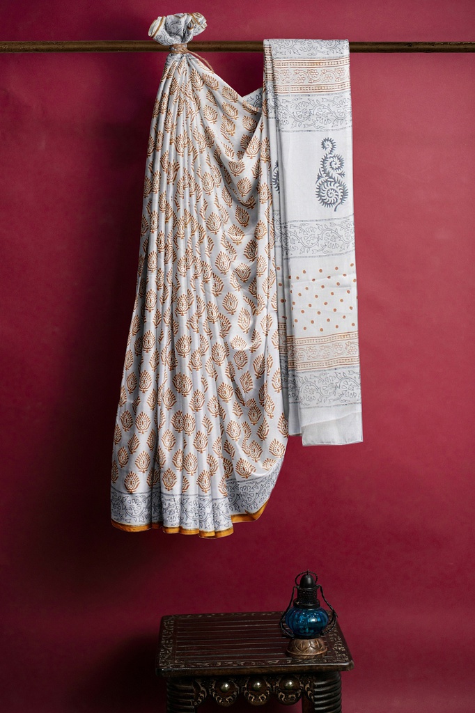 Hand Block Print Cotton Saree