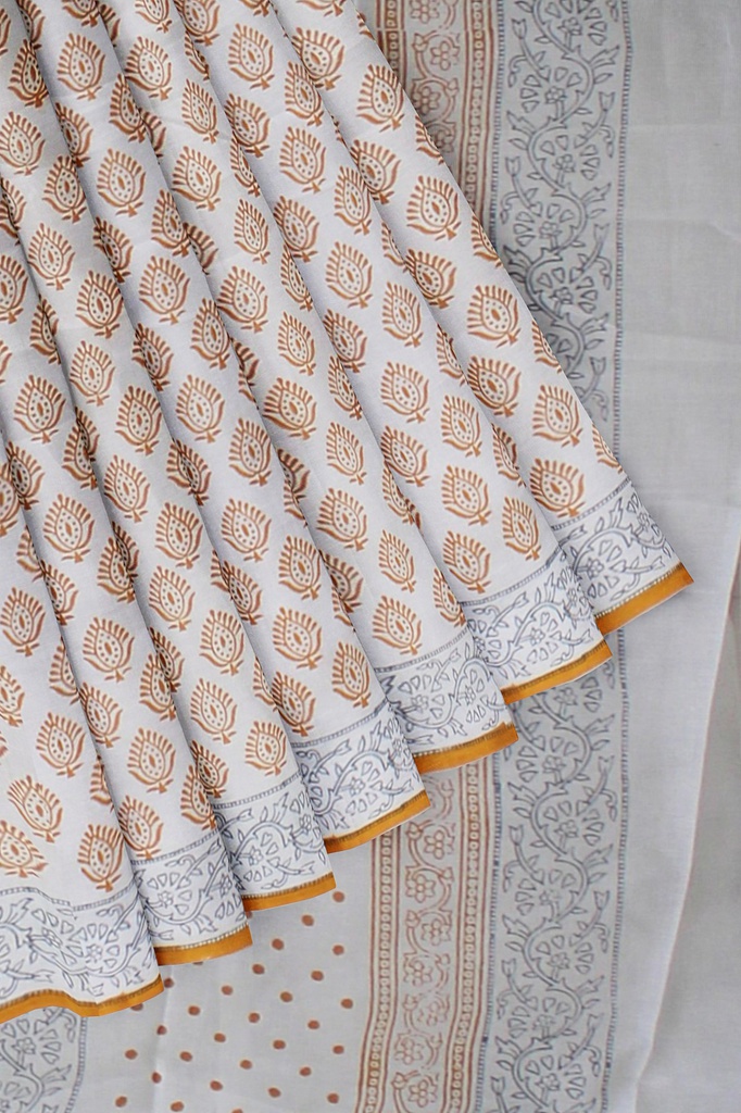Hand Block Print Cotton Saree