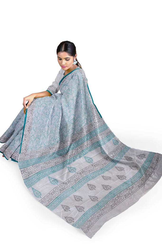 Hand Block Print Cotton Saree