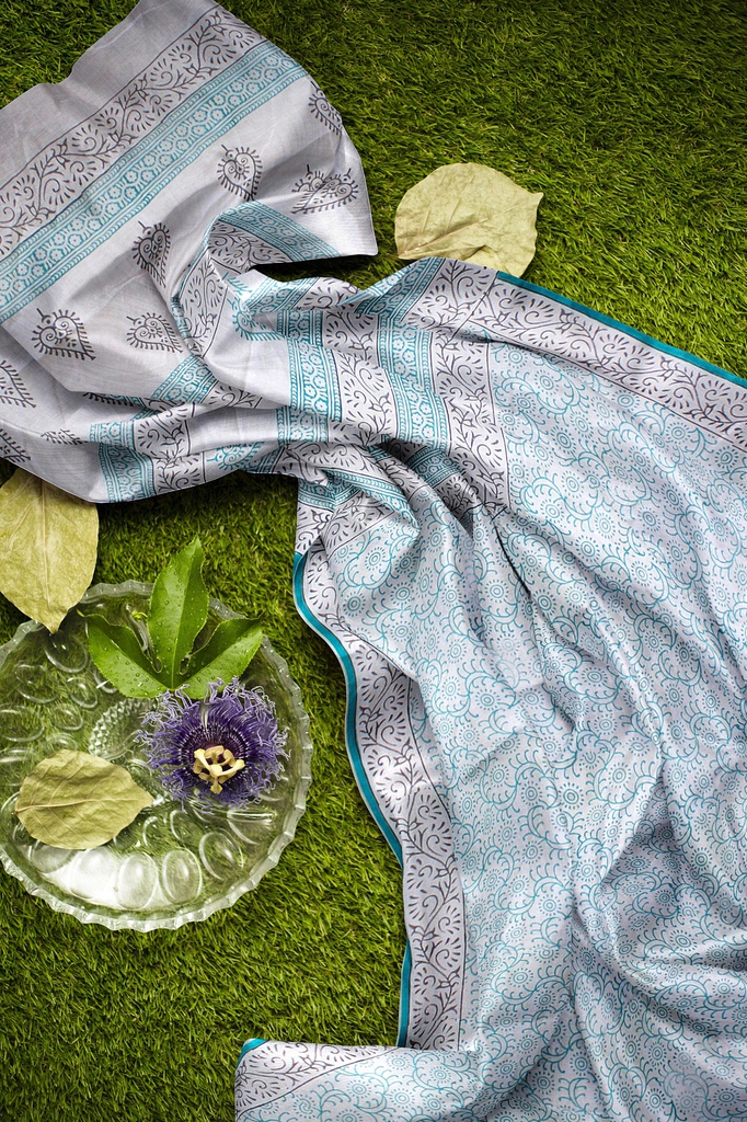 Hand Block Print Cotton Saree