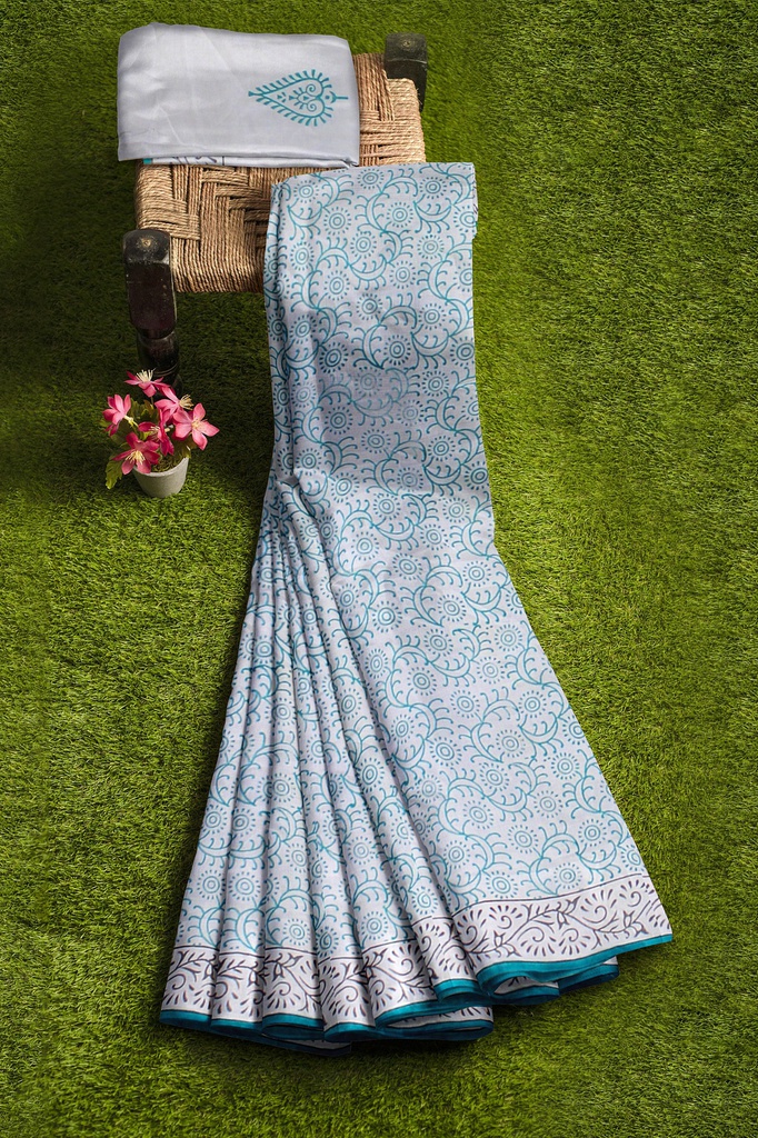 Hand Block Print Cotton Saree