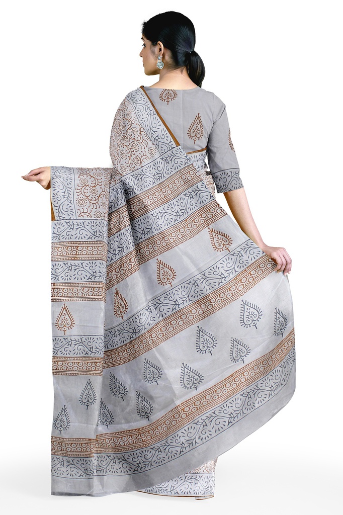 Hand Block Print Cotton Saree