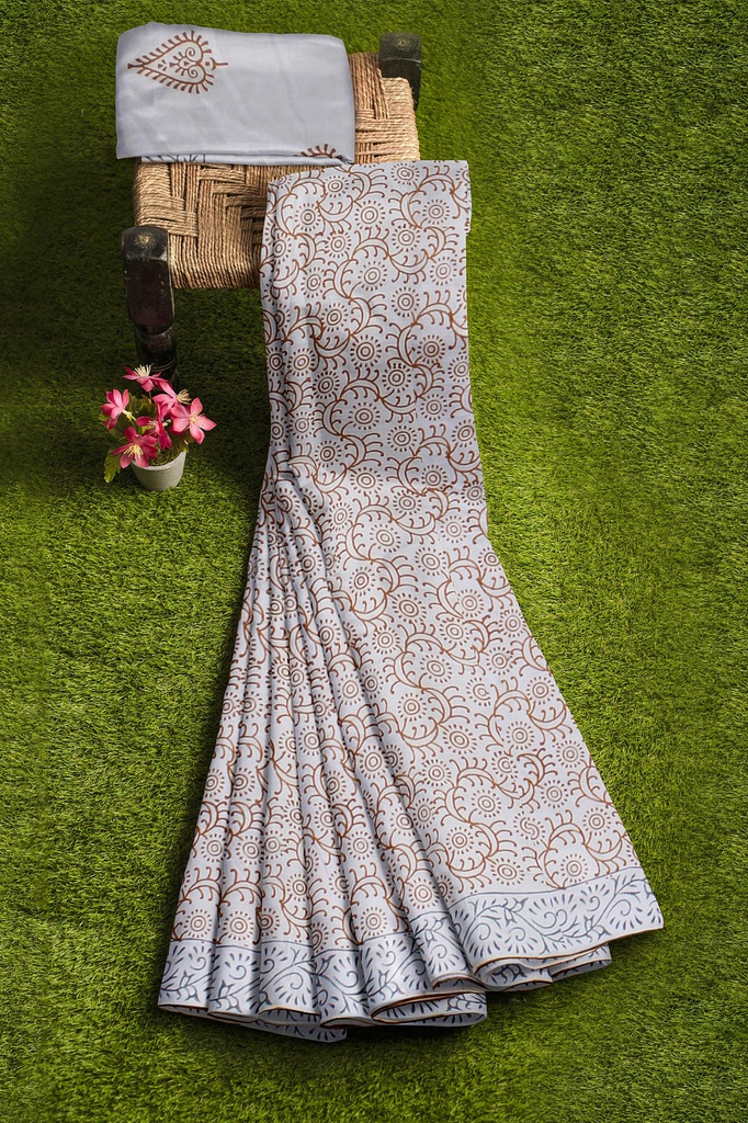 Hand Block Print Cotton Saree