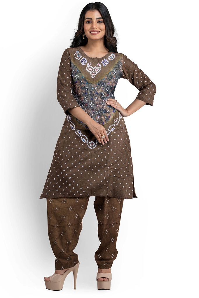 Handmade Cotton Bandhani Dress Material / Salwar Suit