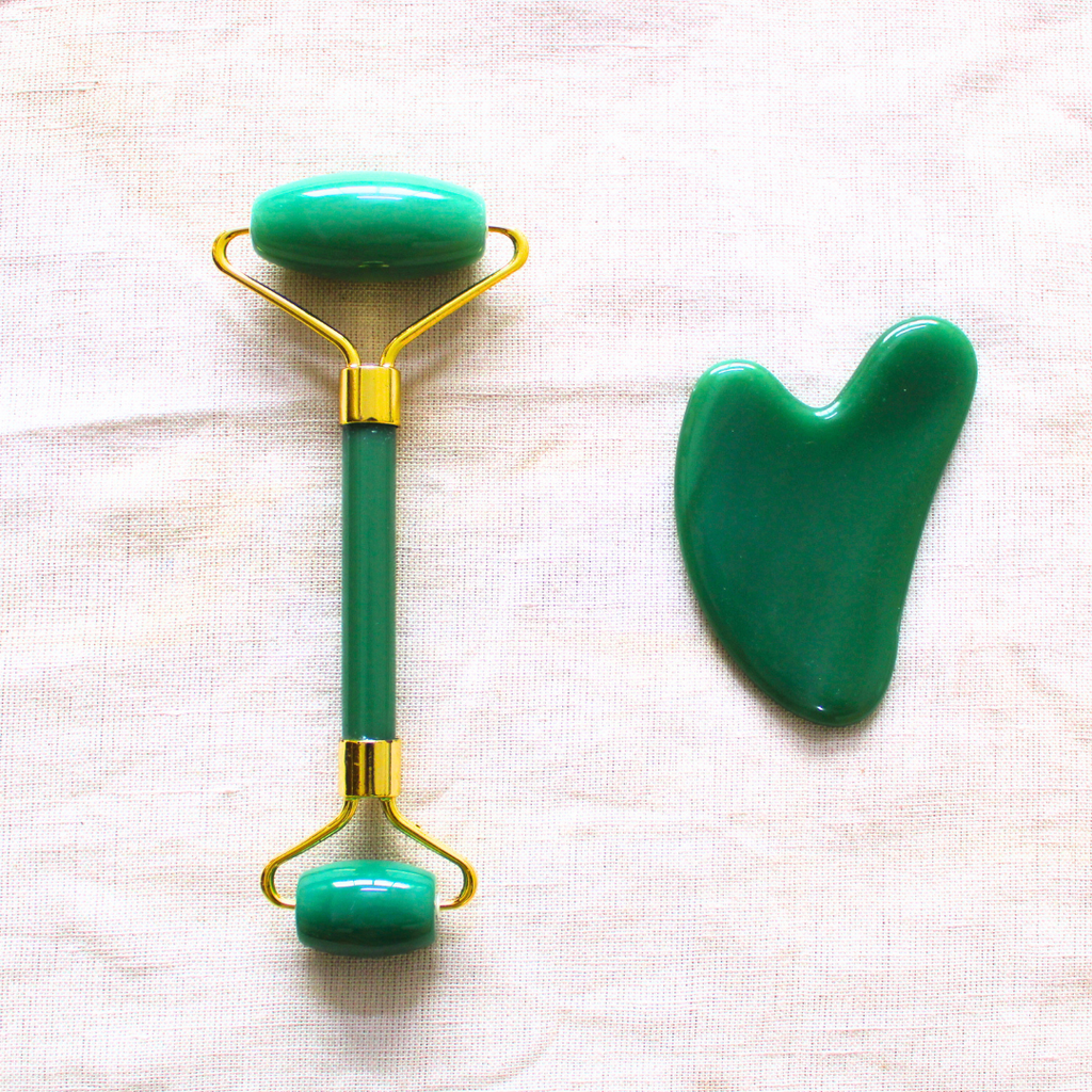 Handmade Agate Green Jade Face Massage Roller